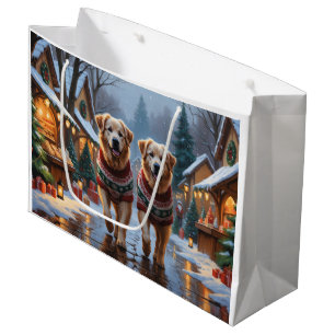 Great Pyrenees Dogs Christmas Snow Holiday  Large Gift Bag