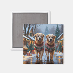 Great Pyrenees Dogs Christmas Snow Holiday Magnet