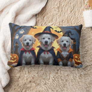 Great Pyrenees Dogs Pumpkin Halloween Funny Lumbar Cushion