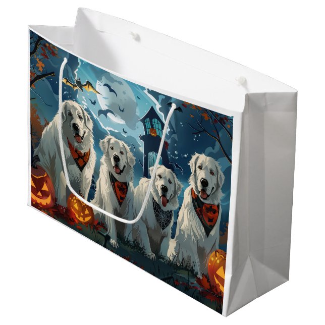 Great Pyrenees Halloween Spooky Large Gift Bag (Front Angled)