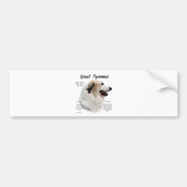 Great Pyrenees History Design Bumper Sticker (Front)