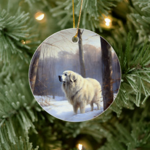 Great Pyrenees Let It Snow Christmas  Ceramic Tree Decoration