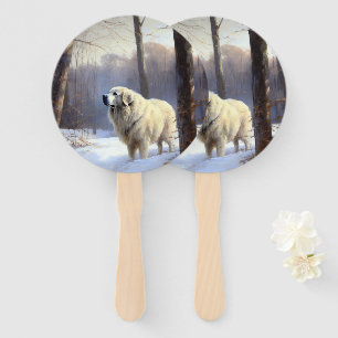 Great Pyrenees Let It Snow Christmas Hand Fan