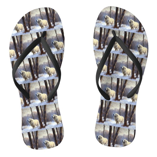 Great Pyrenees Let It Snow Christmas  Jandals (Footbed)