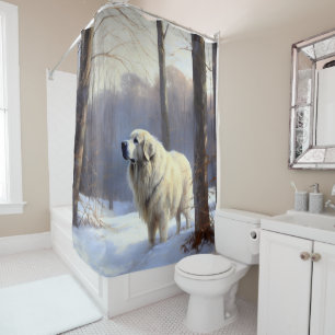 Great Pyrenees Let It Snow Christmas Shower Curtain