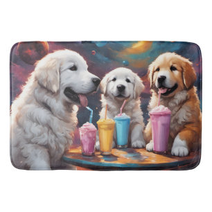 Great Pyrenees N St Bernard Puppies N Milkshakes Bath Mat