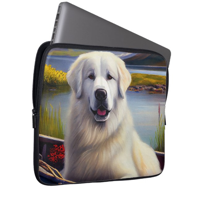 Great Pyrenees on a Paddle: A Scenic Adventure Laptop Sleeve (Front Right)