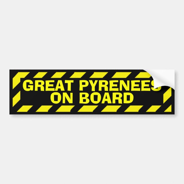 Great Pyrenees on board yellow caution sticker (Front)