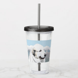 Great Pyrenees Painting - Original Dog Art Acrylic Tumbler