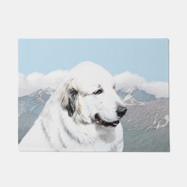Great Pyrenees Painting - Original Dog Art Doormat (Front)