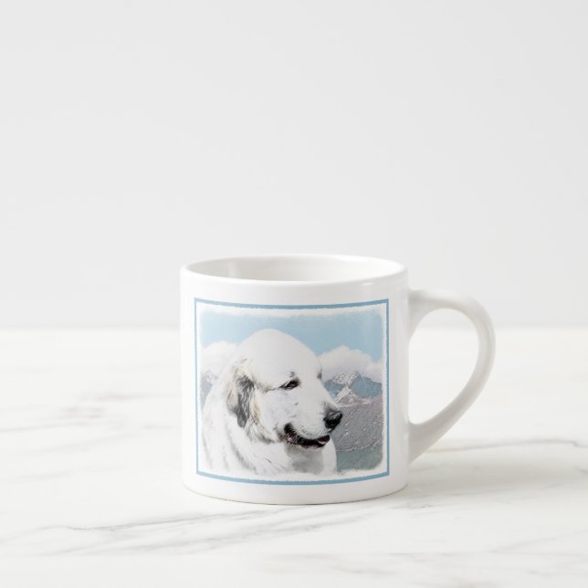 Great Pyrenees Painting - Original Dog Art Espresso Cup (Right)