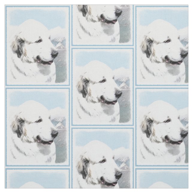 Great Pyrenees Painting - Original Dog Art Fabric (Swatch)