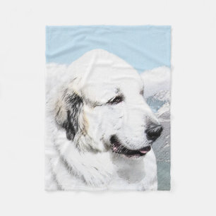 Great Pyrenees Painting - Original Dog Art Fleece Blanket