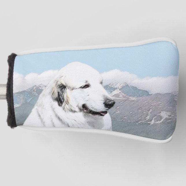 Great Pyrenees Painting - Original Dog Art Golf Head Cover (Front)