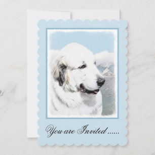 Great Pyrenees Painting - Original Dog Art Invitation