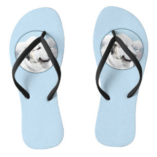 Great Pyrenees Painting - Original Dog Art Jandals