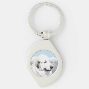 Great Pyrenees Painting - Original Dog Art Key Ring