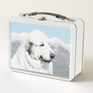 Great Pyrenees Painting - Original Dog Art Metal Lunch Box