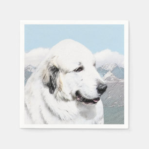 Great Pyrenees Painting - Original Dog Art Napkin