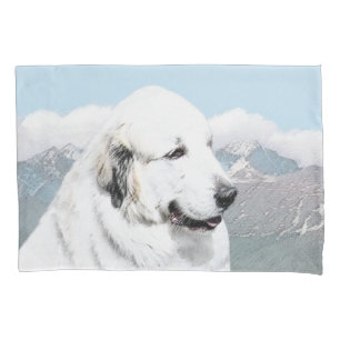 Great Pyrenees Painting - Original Dog Art Pillowcase