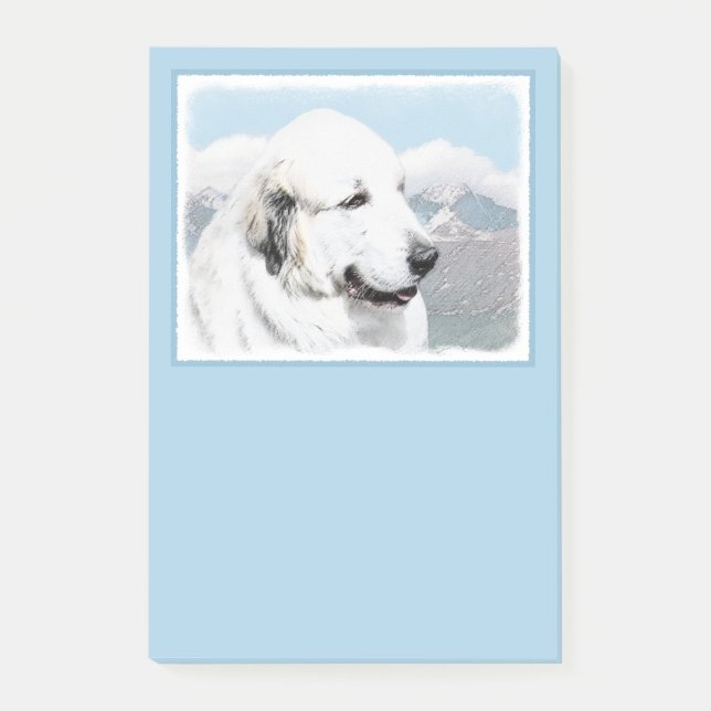 Great Pyrenees Painting - Original Dog Art Post-it Notes (Front)