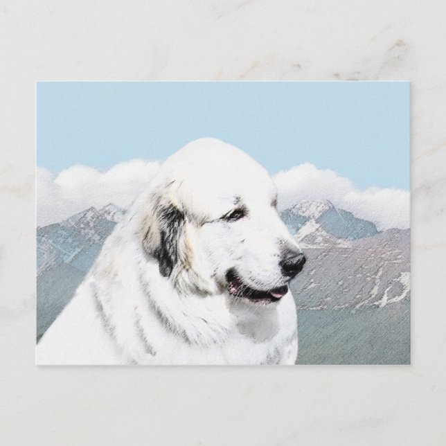 Great Pyrenees Painting - Original Dog Art Postcard (Front)
