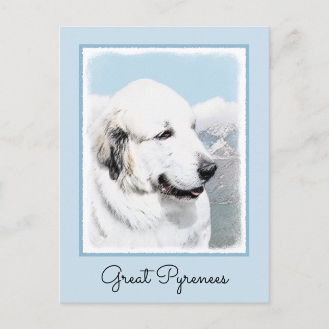 Great Pyrenees Painting - Original Dog Art Postcard (Front)