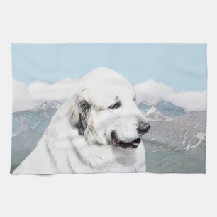 Great Pyrenees Painting - Original Dog Art Tea Towel