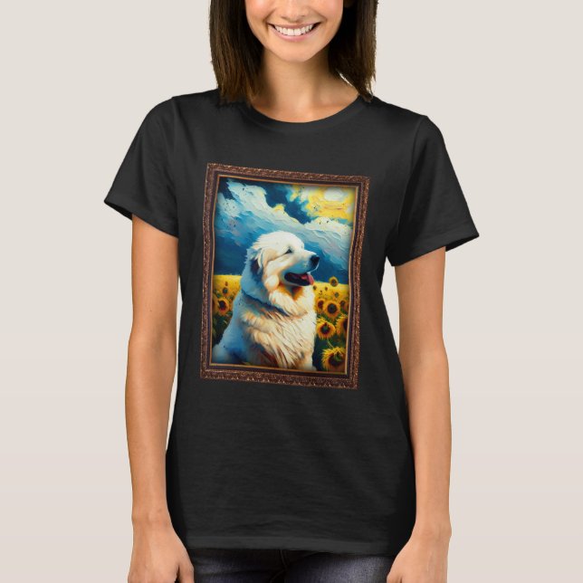 Great Pyrenees Painting Sunflower Flower Mom Women T-Shirt (Front)
