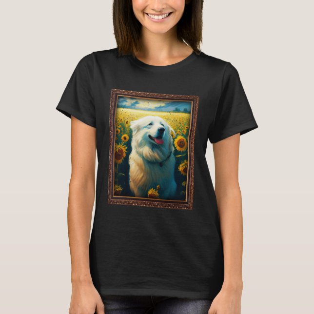 Great Pyrenees Painting Sunflower Flower Mom Women T-Shirt (Front)