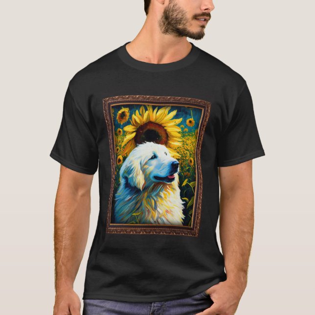 Great Pyrenees Painting Sunflower Flower Mom Women T-Shirt (Front)