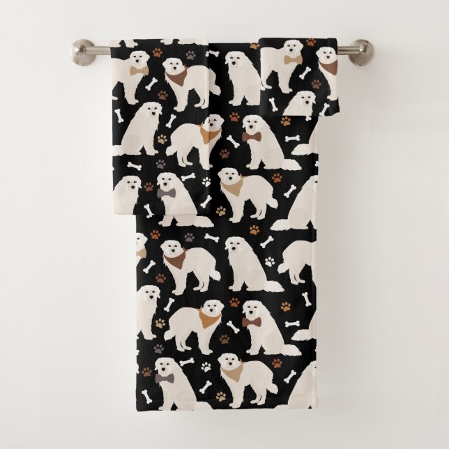 Great Pyrenees Paws and Bones Bath Towel Set (Insitu)