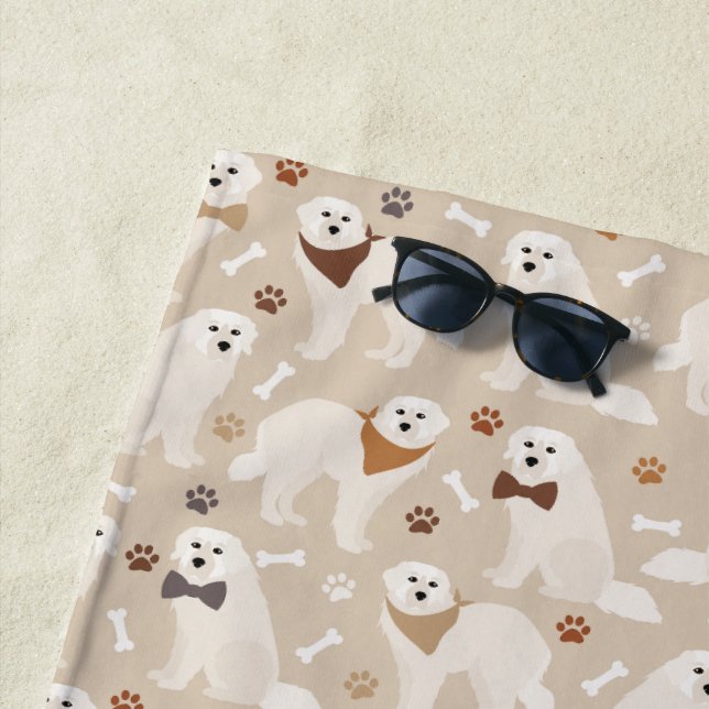Great Pyrenees Paws and Bones Beach Towel (In Situ)