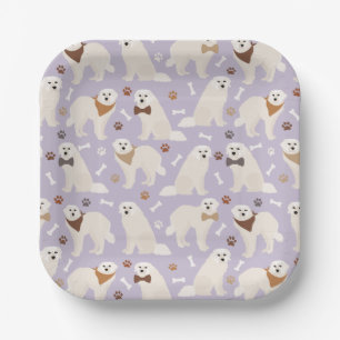 Great Pyrenees Paws and Bones Paper Plate