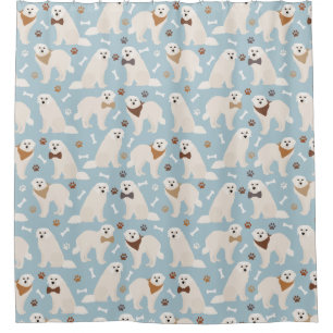 Great Pyrenees Paws and Bones Shower Curtain