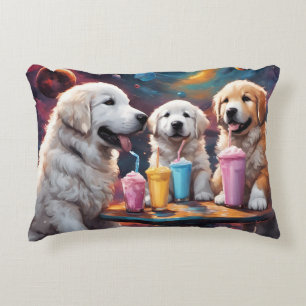 Great Pyrenees Puppies N Milkshakes Decorative Cushion