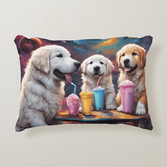 Great Pyrenees Puppies N Milkshakes Decorative Cushion (Front)