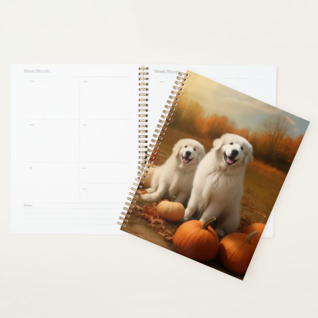Great Pyrenees Puppy Autumn Delight Pumpkin  Planner (Display)