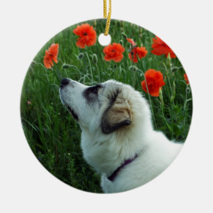 Great pyrenees puppy ceramic tree decoration
