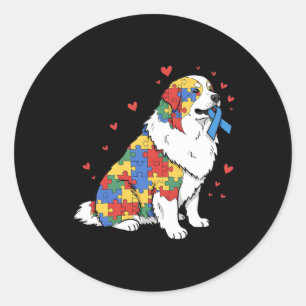 Great Pyrenees Puzzle Autism Awareness Autistic Wo Classic Round Sticker