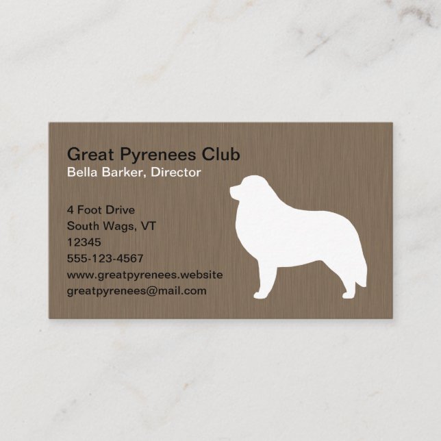 Great Pyrenees Silhouette Business Card (Front)