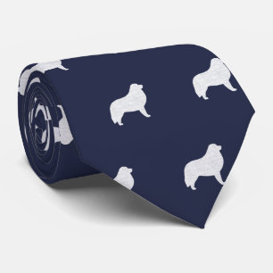 Great Pyrenees Silhouettes Pattern Blue Tie