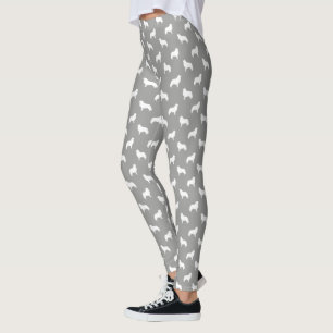 Great Pyrenees Silhouettes Pattern Grey and White Leggings