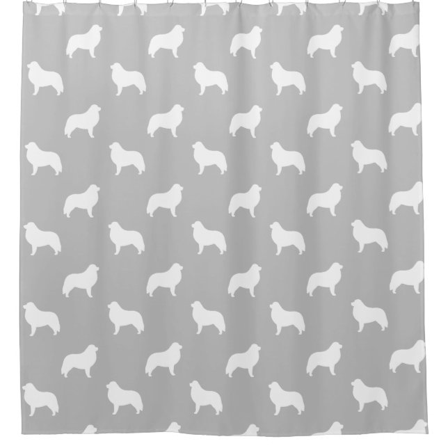 Great Pyrenees Silhouettes Pattern Grey Shower Curtain (Front)