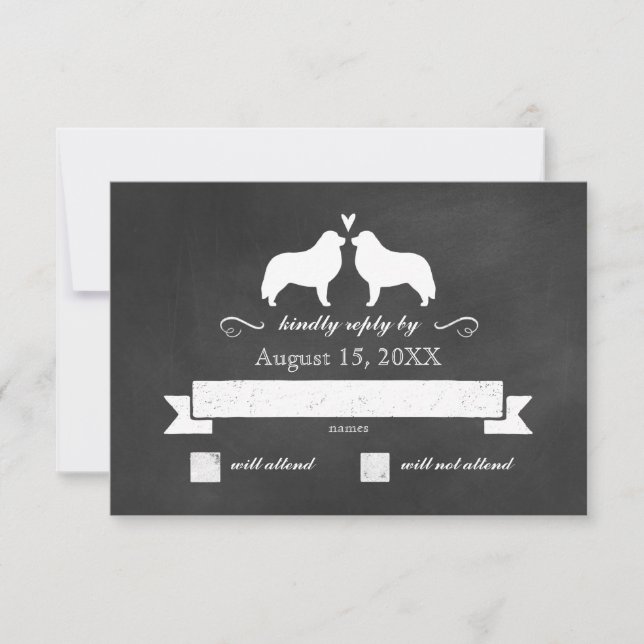 Great Pyrenees Silhouettes Wedding RSVP Reply Card (Front)