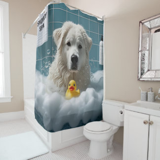 Great Pyrenees Sloppy Sleepy Cute Funny Shower Curtain