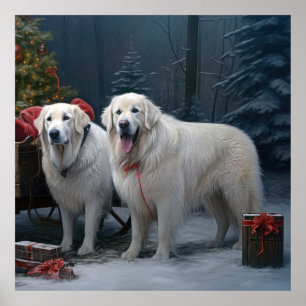 Great Pyrenees Snowy Sleigh Christmas Decor