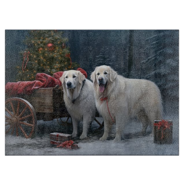 Great Pyrenees Snowy Sleigh Christmas Decor Cutting Board (Front)