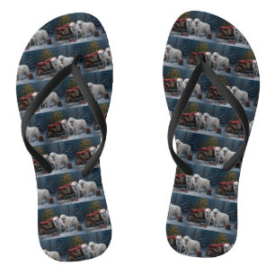Great Pyrenees Snowy Sleigh Christmas Decor Jandals