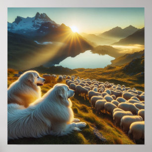 Great Pyrenees Start of the Day Poster